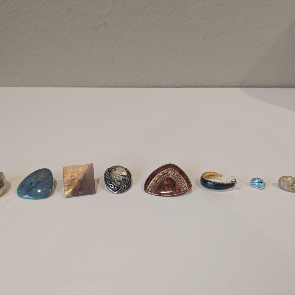 Lot of 9 vintage earring pairs, artsy elegant vintage earrings, costume jewelry